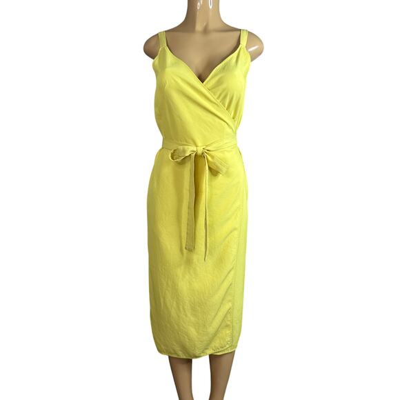 Everlane The Japanese Goweave Tank Wrap Dress Yellow Size 2 - Picture 1 of 9